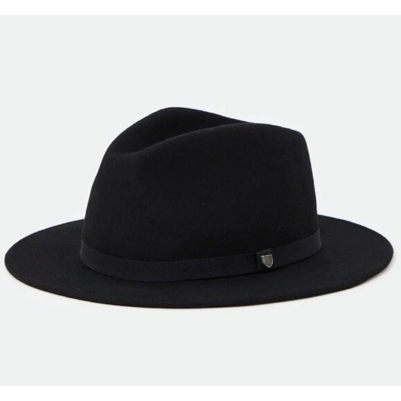 Brixton Messer Packable Fedora Hat Black Wool Felt Medium 7 1/4 Unisex Classic - Picture 1 of 7